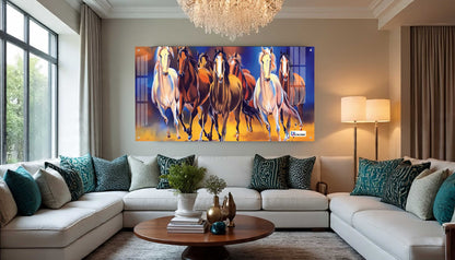 Seven Running Horses Modern Abstract Wall Art