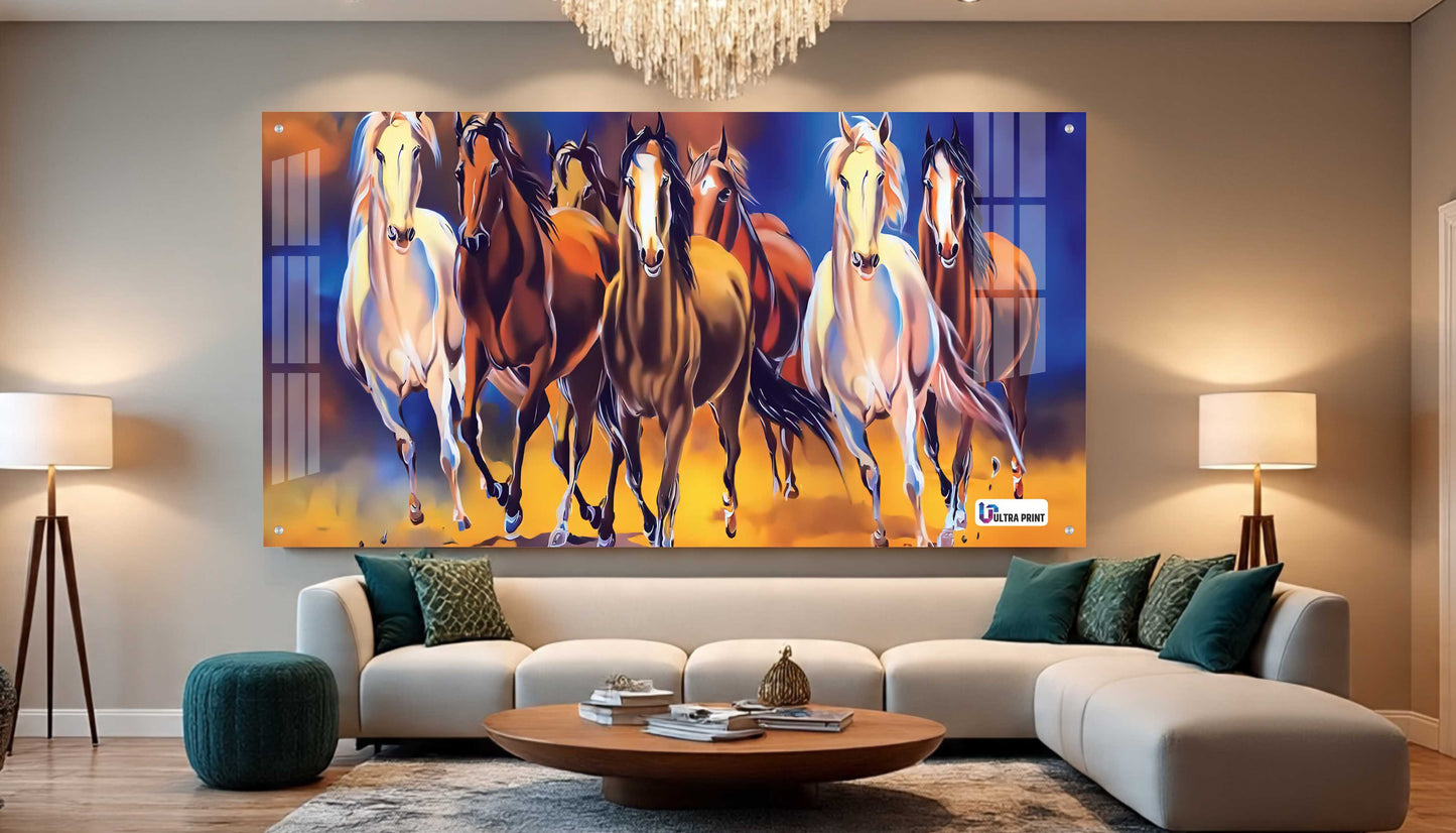 Seven Running Horses Modern Abstract Wall Art