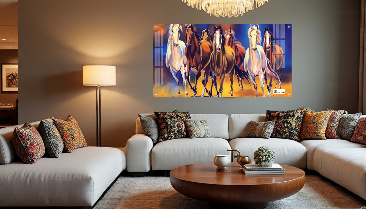Seven Running Horses Modern Abstract Wall Art