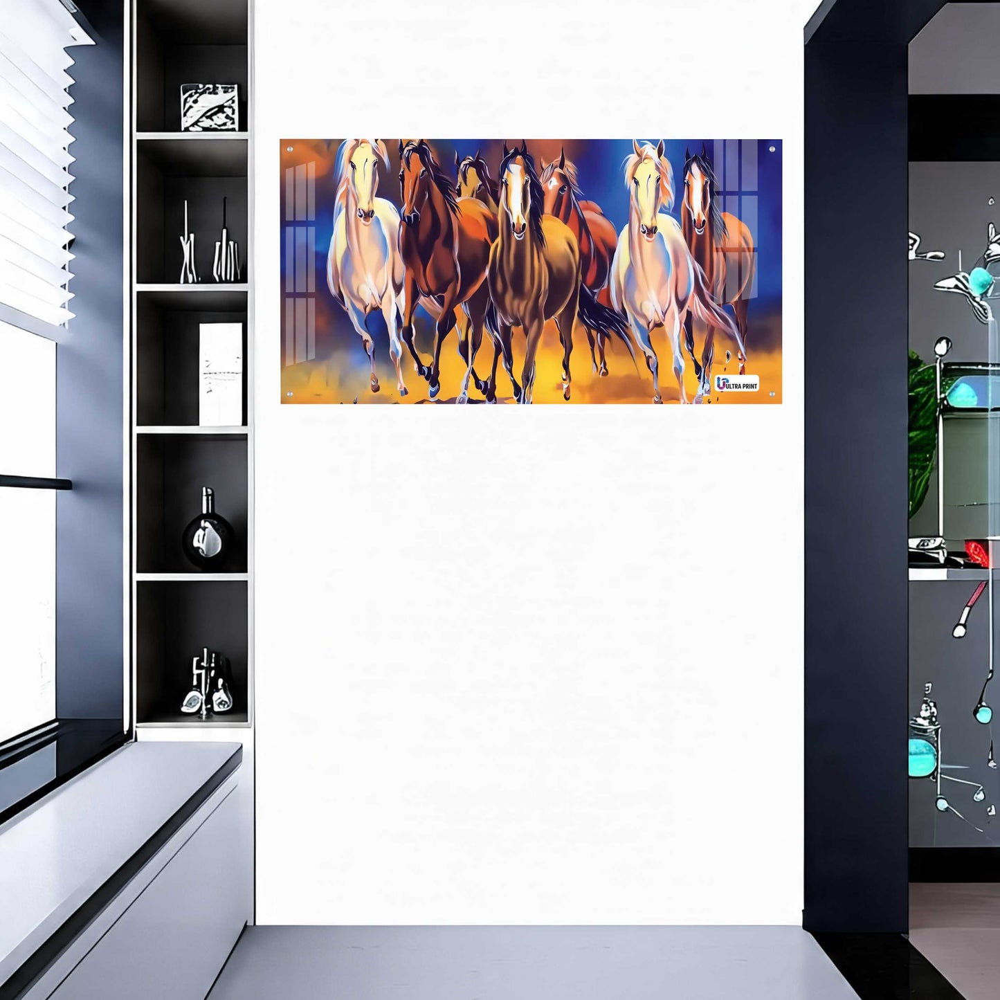Seven Running Horses Modern Abstract Wall Art