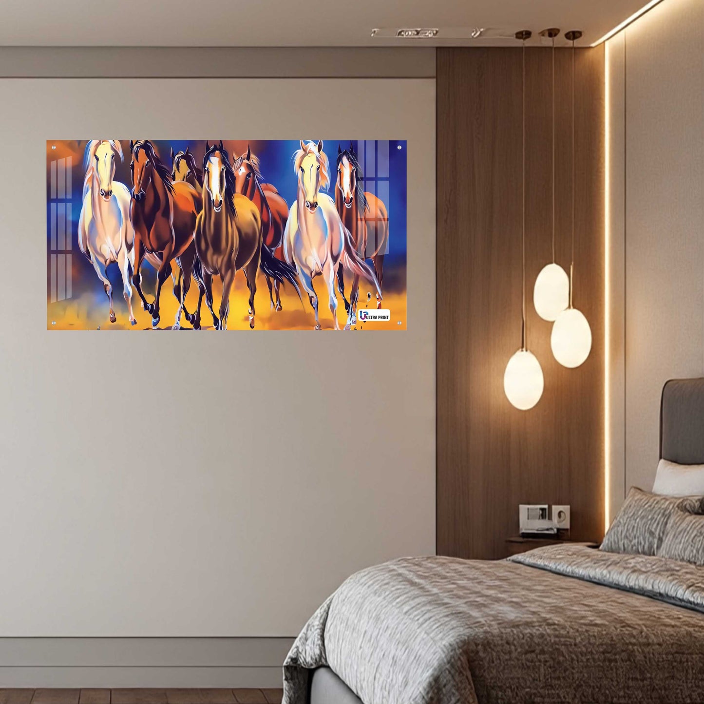 Seven Running Horses Modern Abstract Wall Art