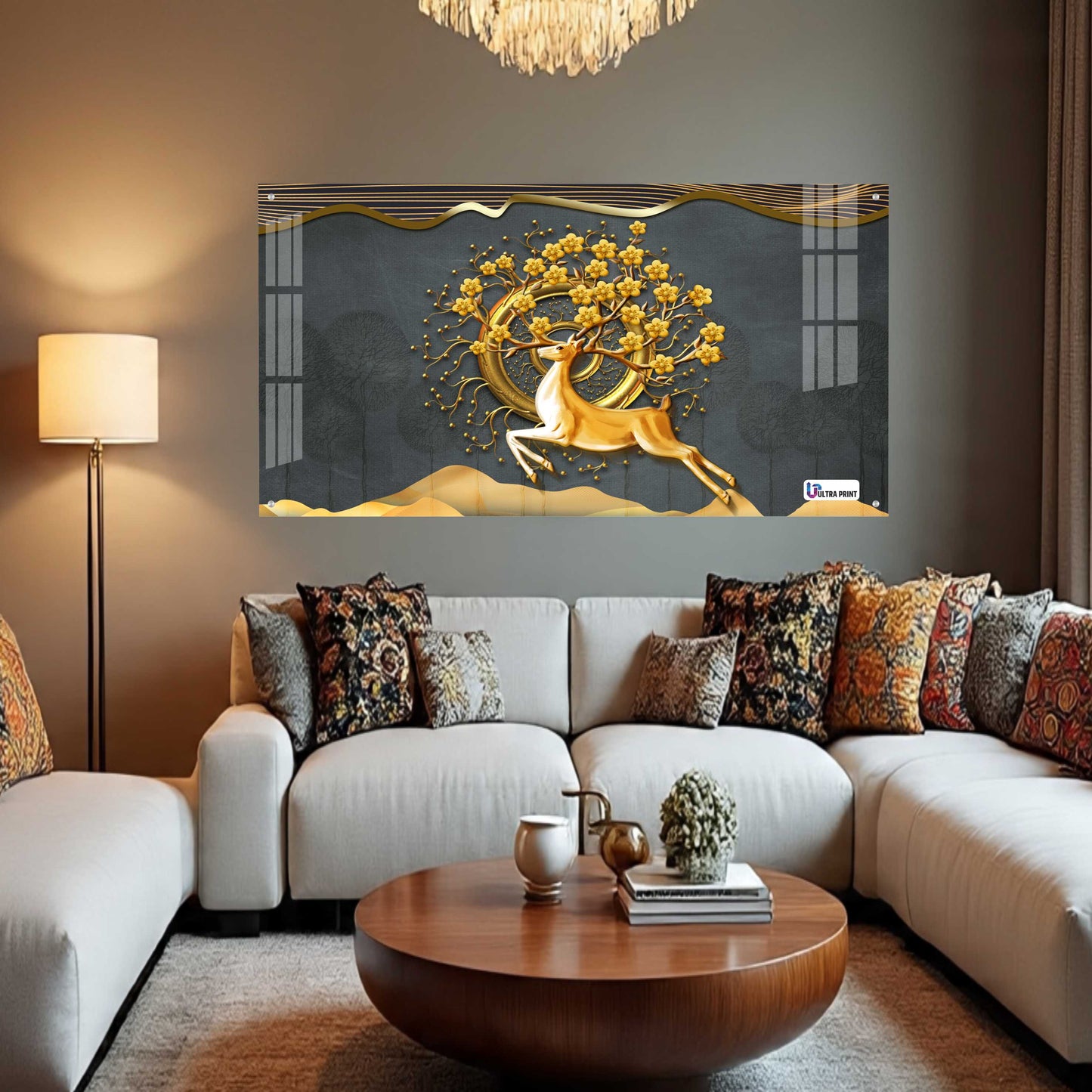 Golden Deer Tree of Life Luxury Acrylic Wall Art