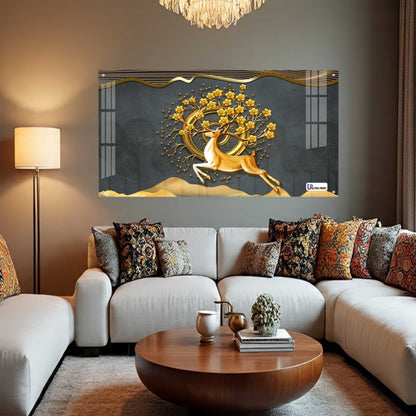 Golden Deer Tree of Life Luxury Acrylic Wall Art
