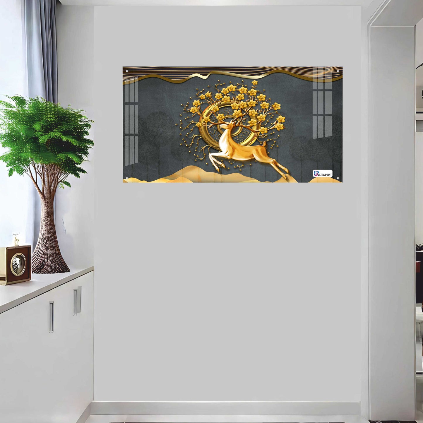 Golden Deer Tree of Life Luxury Acrylic Wall Art