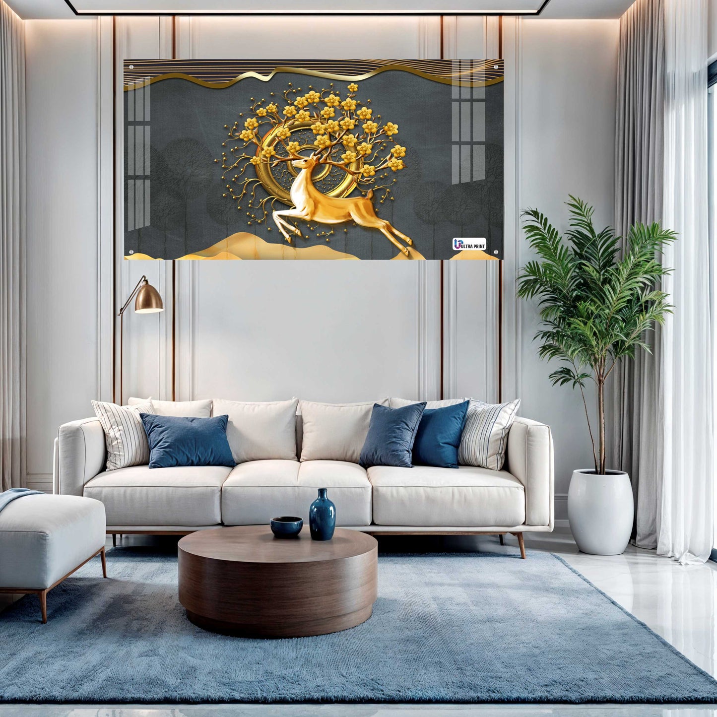 Golden Deer Tree of Life Luxury Acrylic Wall Art