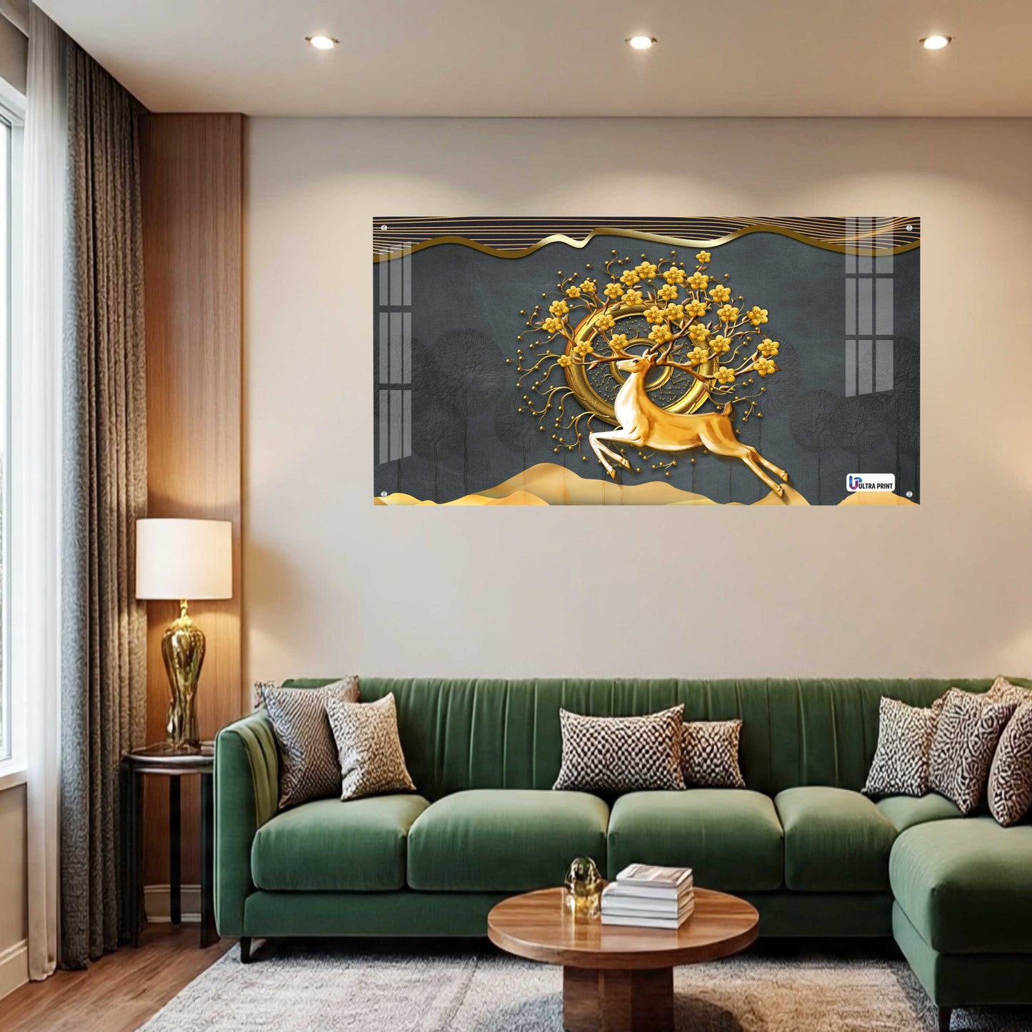 Golden Deer Tree of Life Luxury Acrylic Wall Art