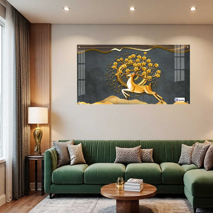 Golden Deer Tree of Life Luxury Acrylic Wall Art