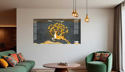 Golden Deer Tree of Life Luxury Acrylic Wall Art