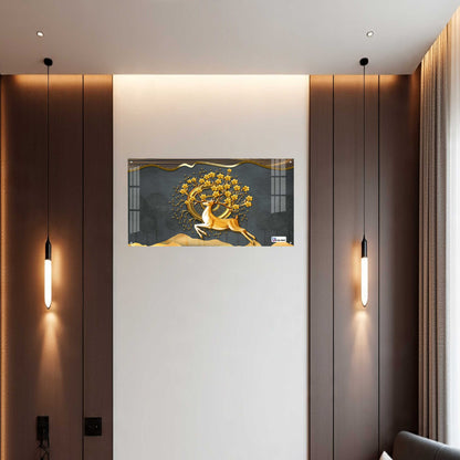 Golden Deer Tree of Life Luxury Acrylic Wall Art