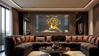 Golden Deer Tree of Life Luxury Acrylic Wall Art