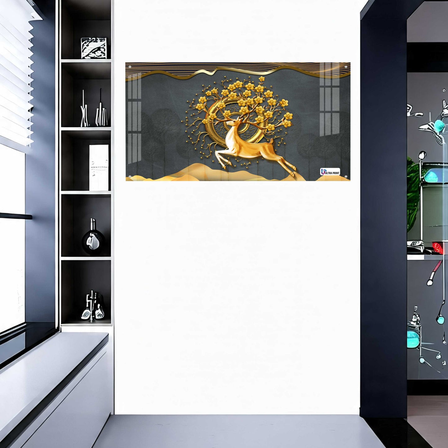 Golden Deer Tree of Life Luxury Acrylic Wall Art
