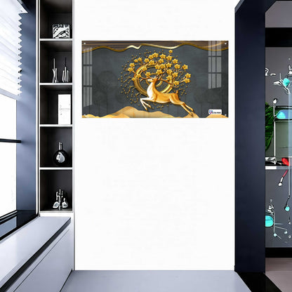 Golden Deer Tree of Life Luxury Acrylic Wall Art