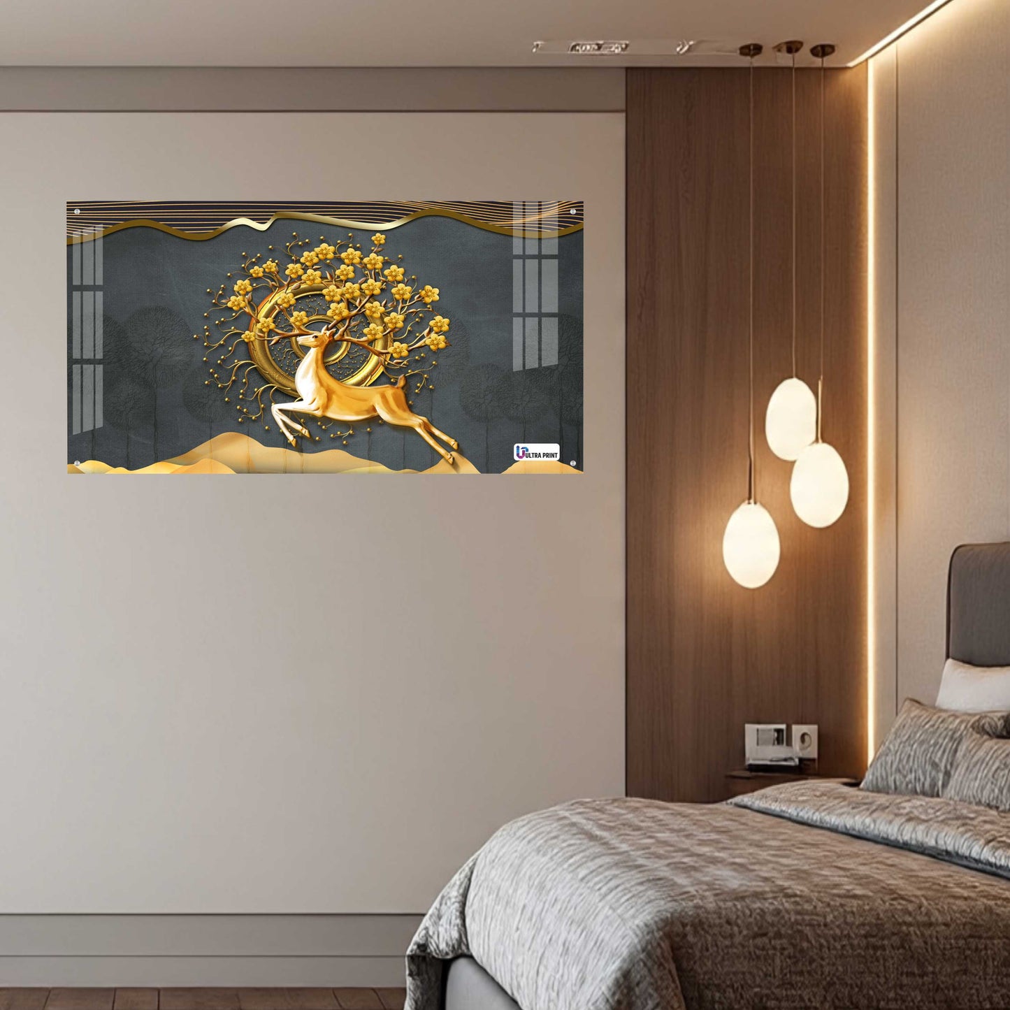 Golden Deer Tree of Life Luxury Acrylic Wall Art