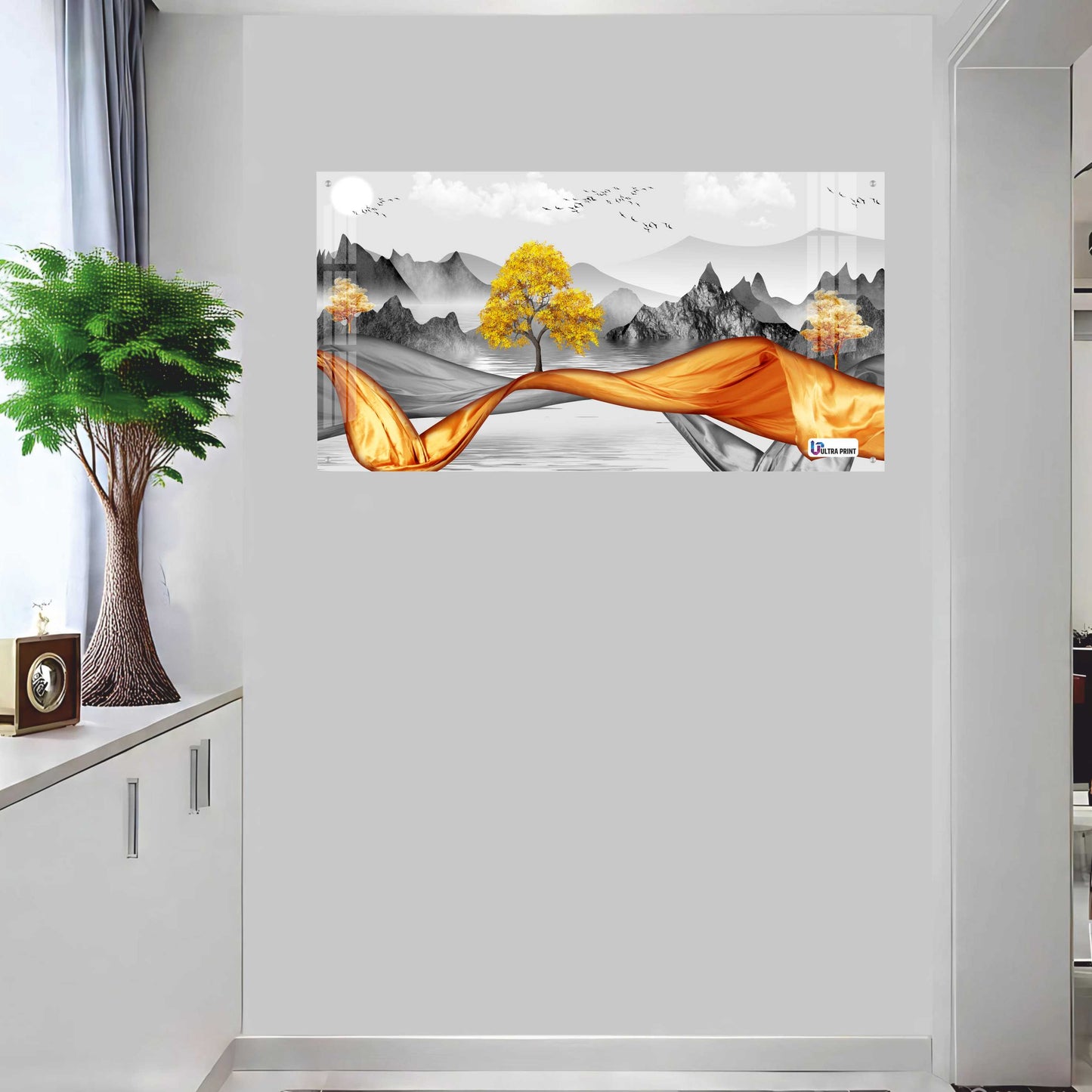 Golden Flow Landscape Premium Acrylic Wall Art
