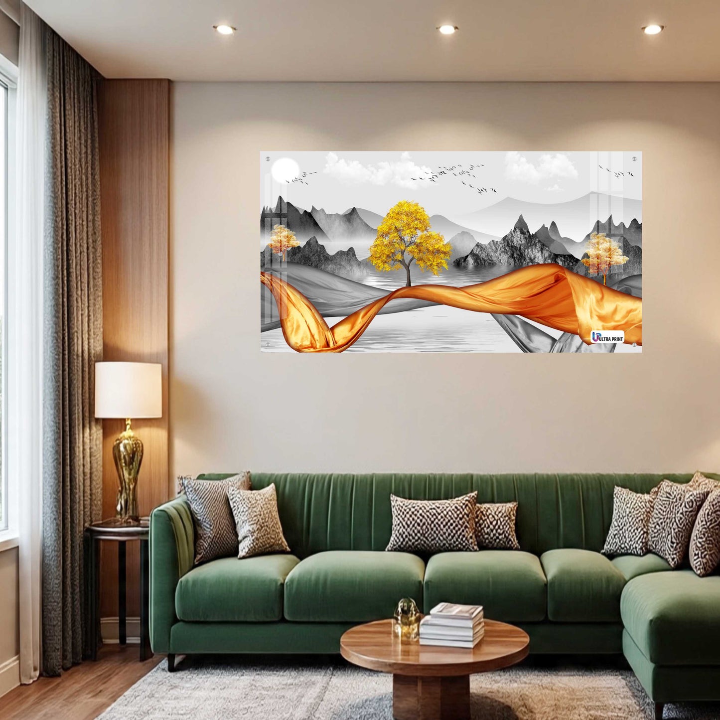 Golden Flow Landscape Premium Acrylic Wall Art