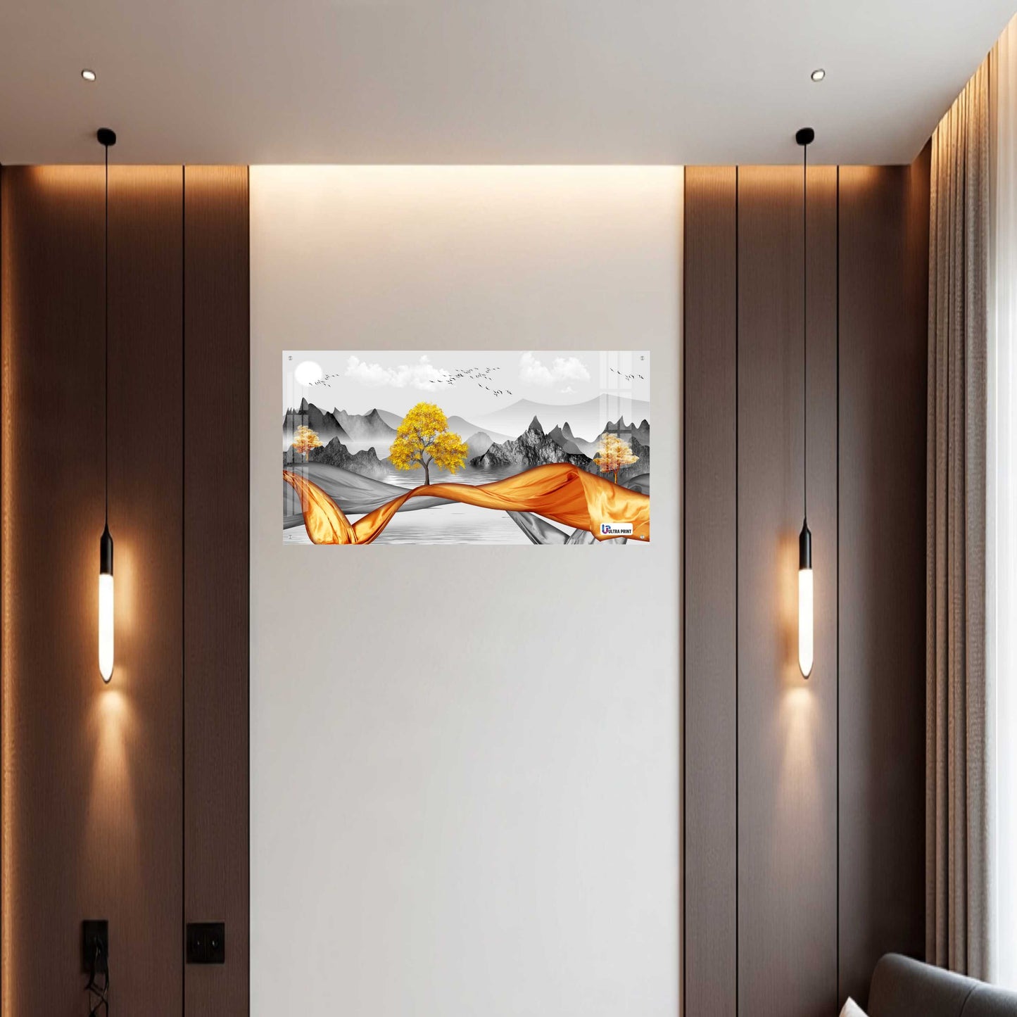 Golden Flow Landscape Premium Acrylic Wall Art