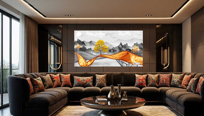 Golden Flow Landscape Premium Acrylic Wall Art