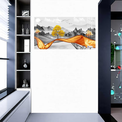Golden Flow Landscape Premium Acrylic Wall Art