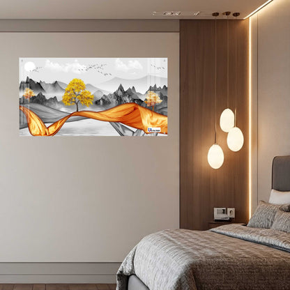 Golden Flow Landscape Premium Acrylic Wall Art