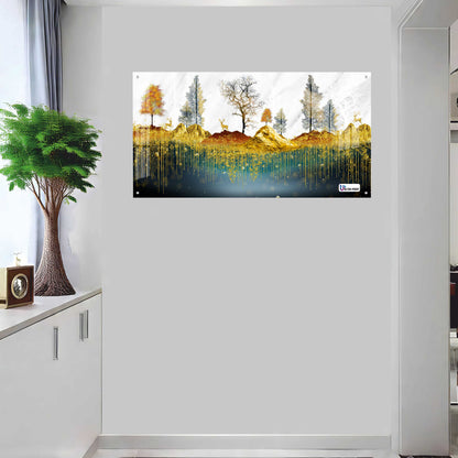 Golden Forest Landscape Luxury Acrylic Wall Art