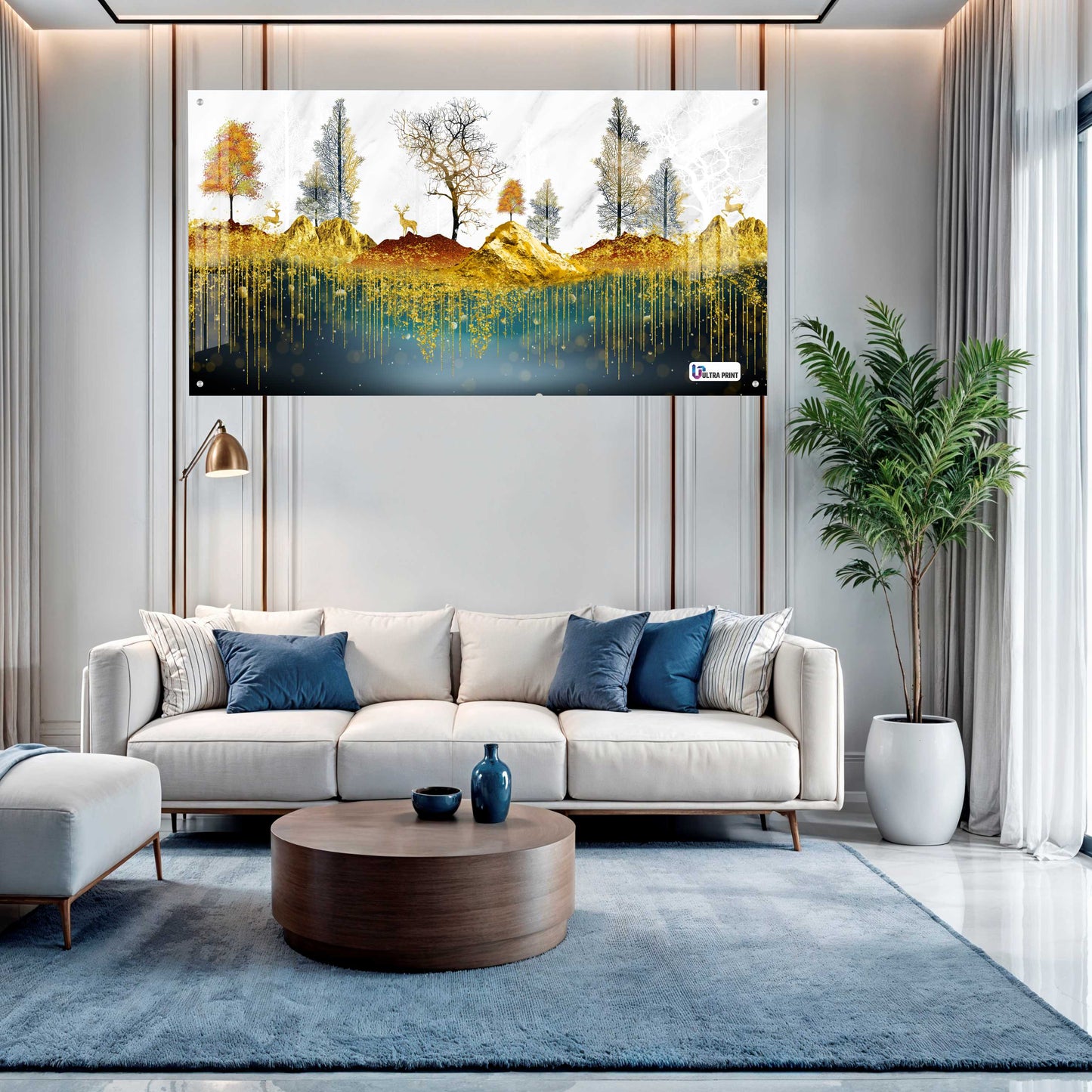 Golden Forest Landscape Luxury Acrylic Wall Art