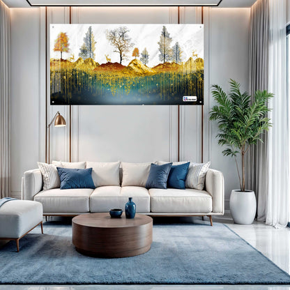 Golden Forest Landscape Luxury Acrylic Wall Art
