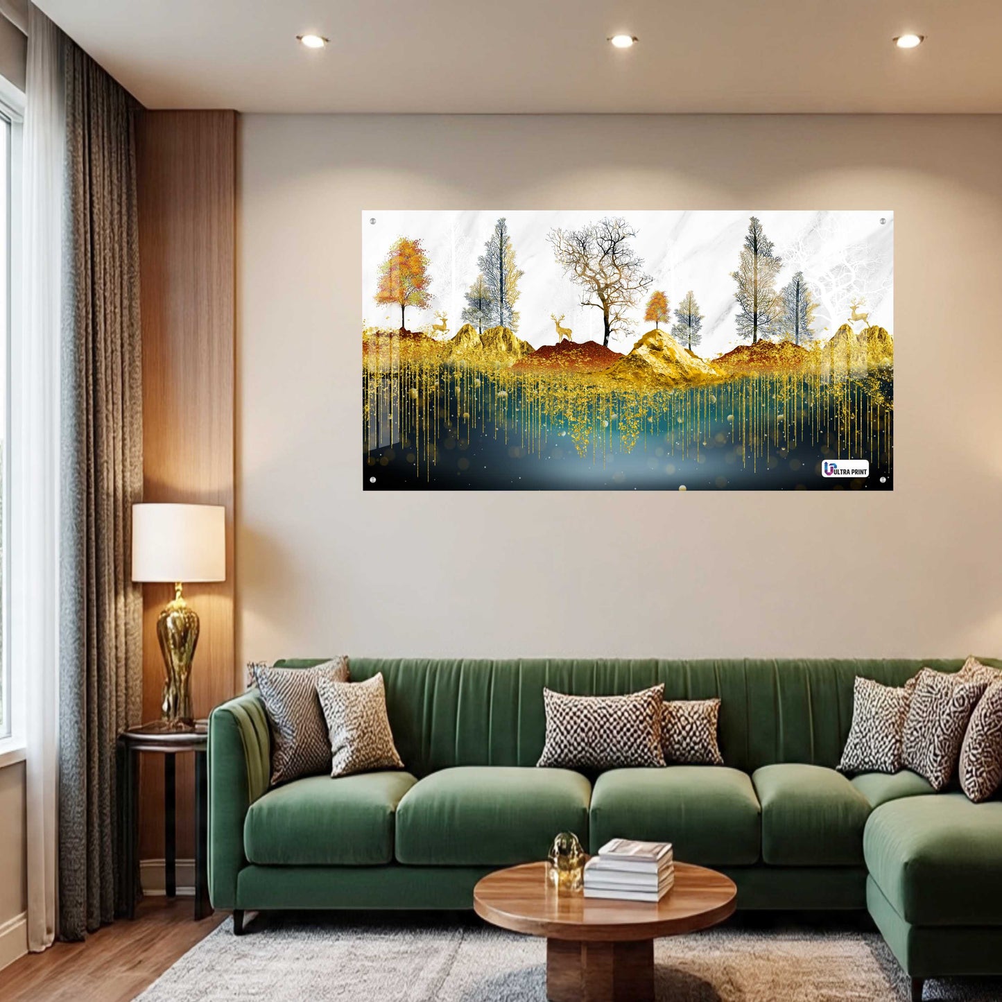 Golden Forest Landscape Luxury Acrylic Wall Art