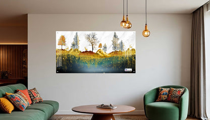 Golden Forest Landscape Luxury Acrylic Wall Art