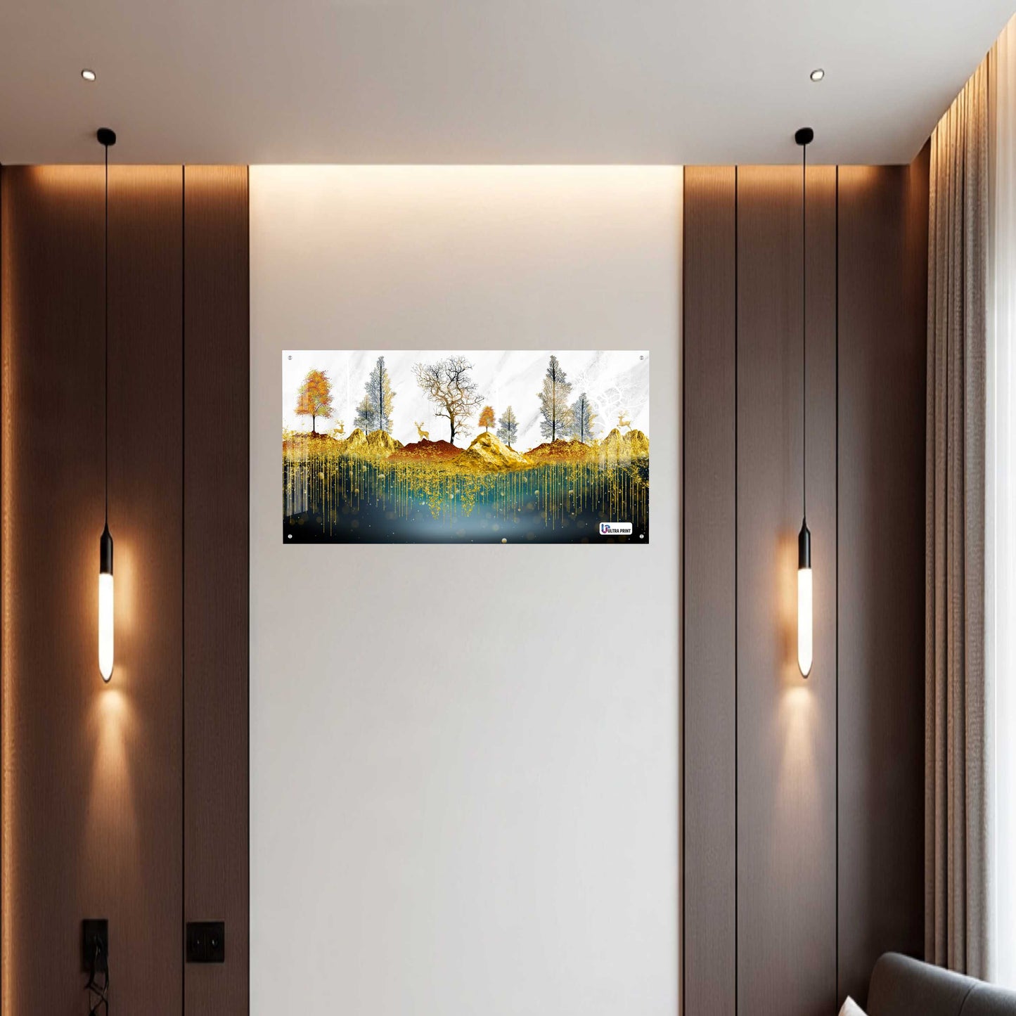 Golden Forest Landscape Luxury Acrylic Wall Art