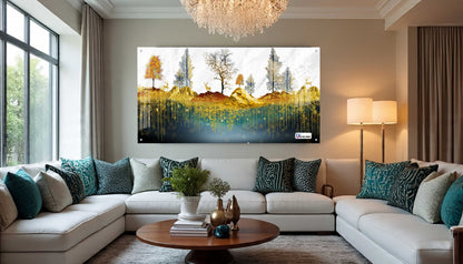 Golden Forest Landscape Luxury Acrylic Wall Art