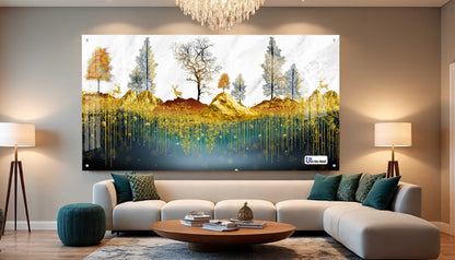 Golden Forest Landscape Luxury Acrylic Wall Art