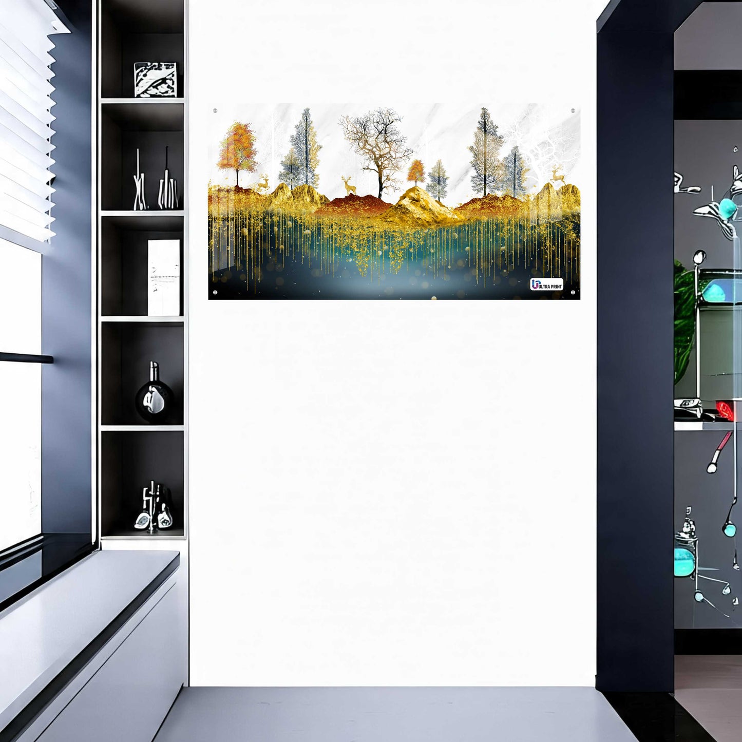 Golden Forest Landscape Luxury Acrylic Wall Art