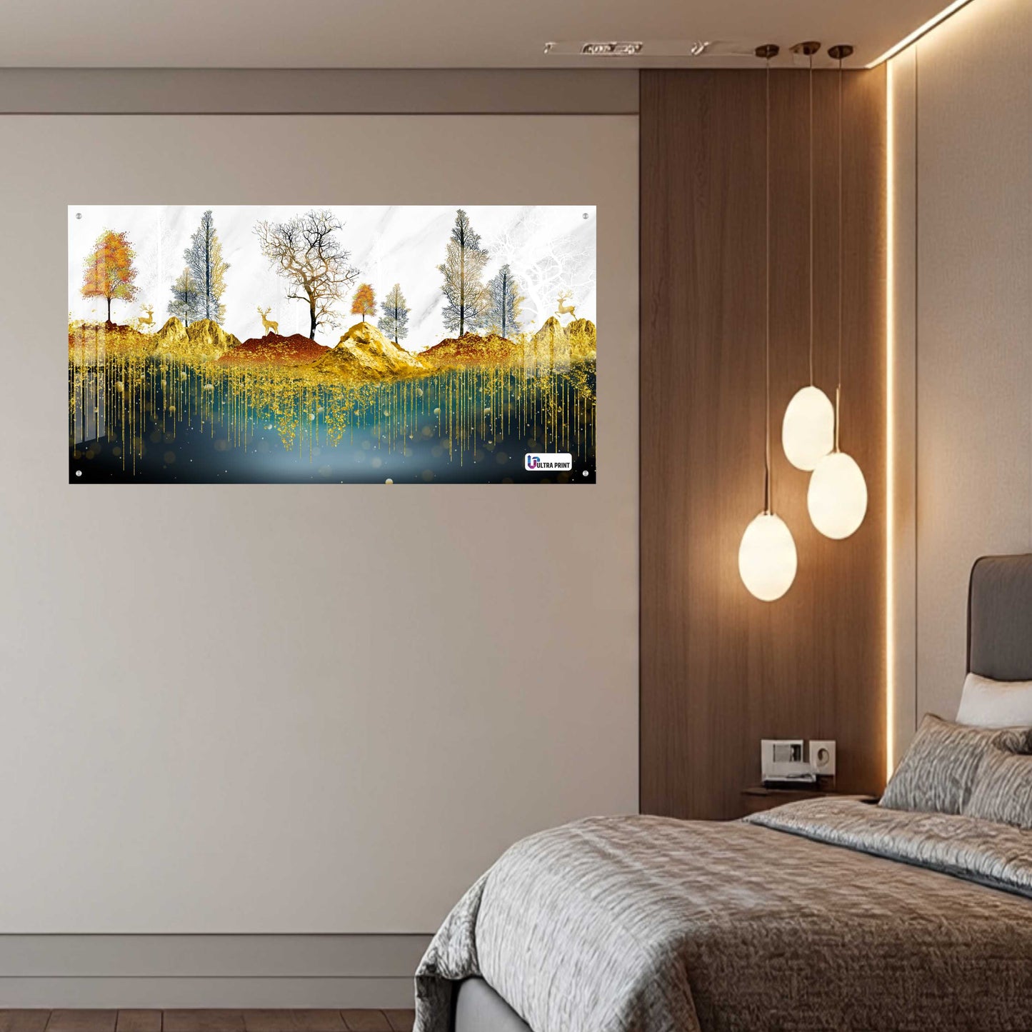Golden Forest Landscape Luxury Acrylic Wall Art