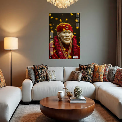Sai Baba Floral Blessings Premium Acrylic Frame