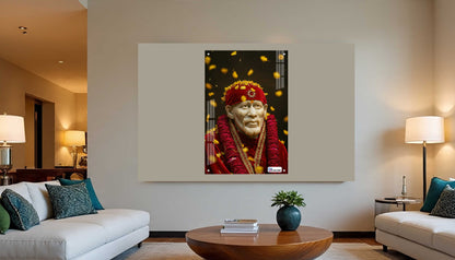 Sai Baba Floral Blessings Premium Acrylic Frame