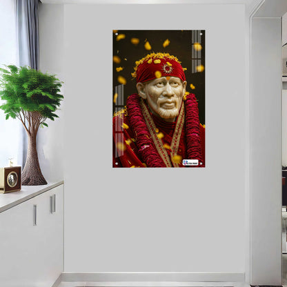 Sai Baba Floral Blessings Premium Acrylic Frame