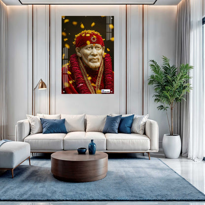 Sai Baba Floral Blessings Premium Acrylic Frame