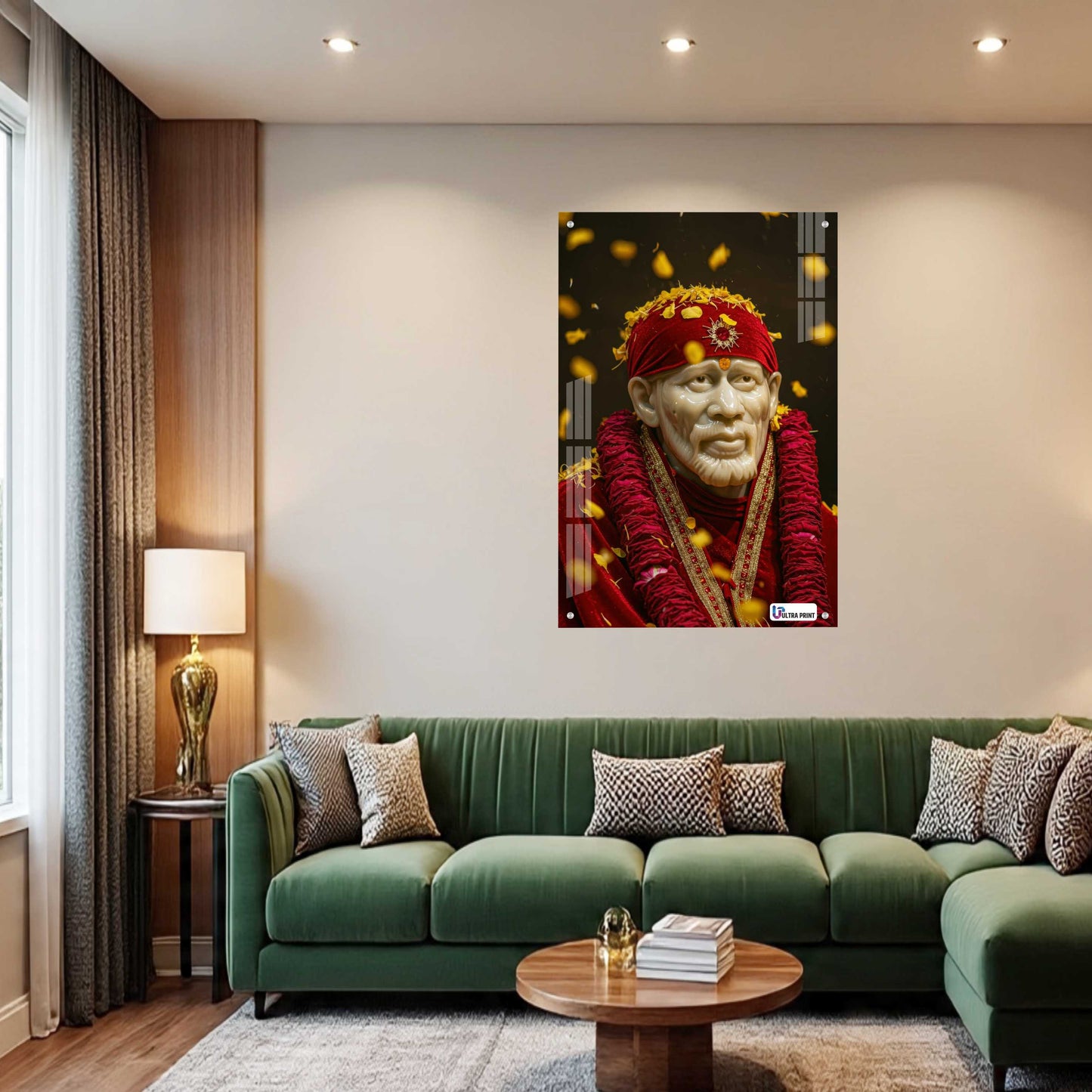 Sai Baba Floral Blessings Premium Acrylic Frame