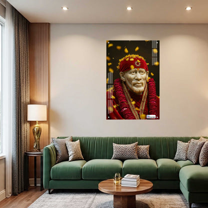 Sai Baba Floral Blessings Premium Acrylic Frame