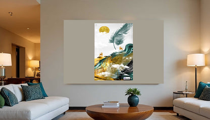Golden Feather Abstract Luxury Acrylic Wall Decor