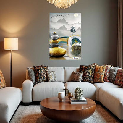 Zen Balance Golden Deer Premium Acrylic Wall Art