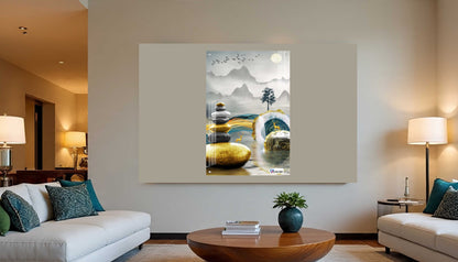 Zen Balance Golden Deer Premium Acrylic Wall Art
