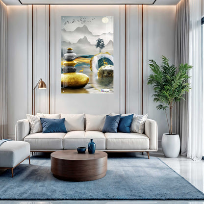 Zen Balance Golden Deer Premium Acrylic Wall Art