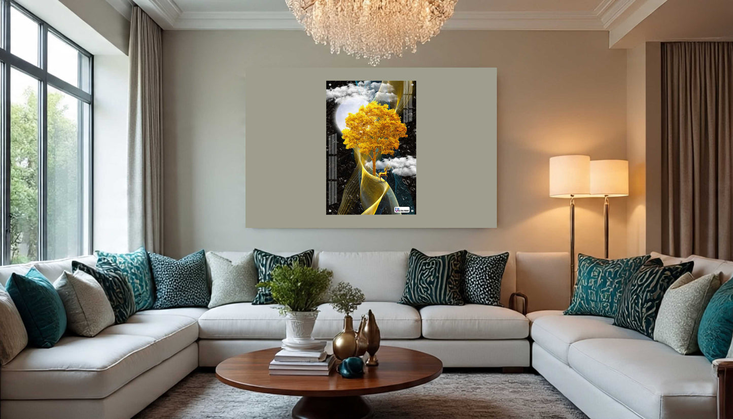Golden Tree Modern Luxury Acrylic Wall Frame