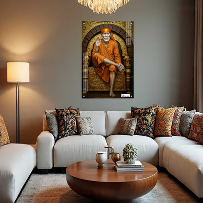 Shirdi Sai Baba Golden Aura Premium Acrylic Frame