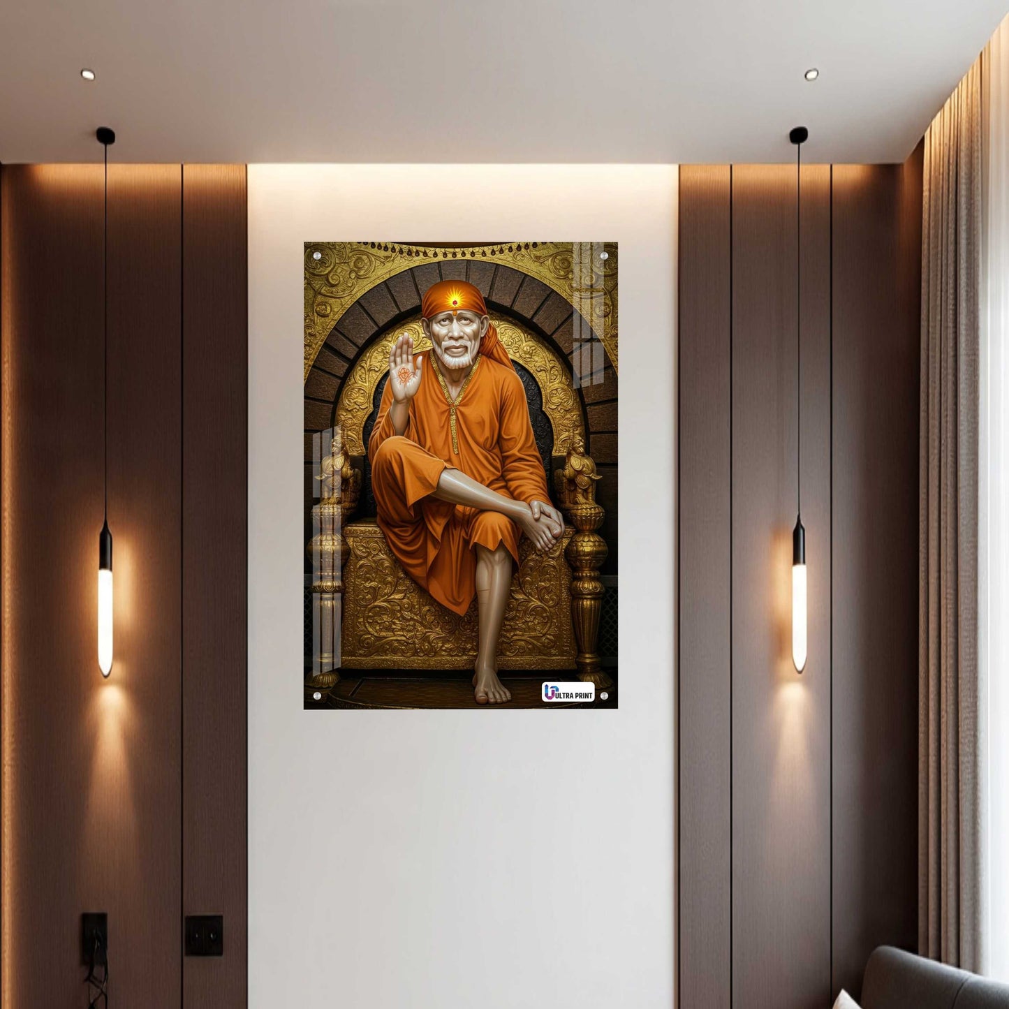 Shirdi Sai Baba Golden Aura Premium Acrylic Frame