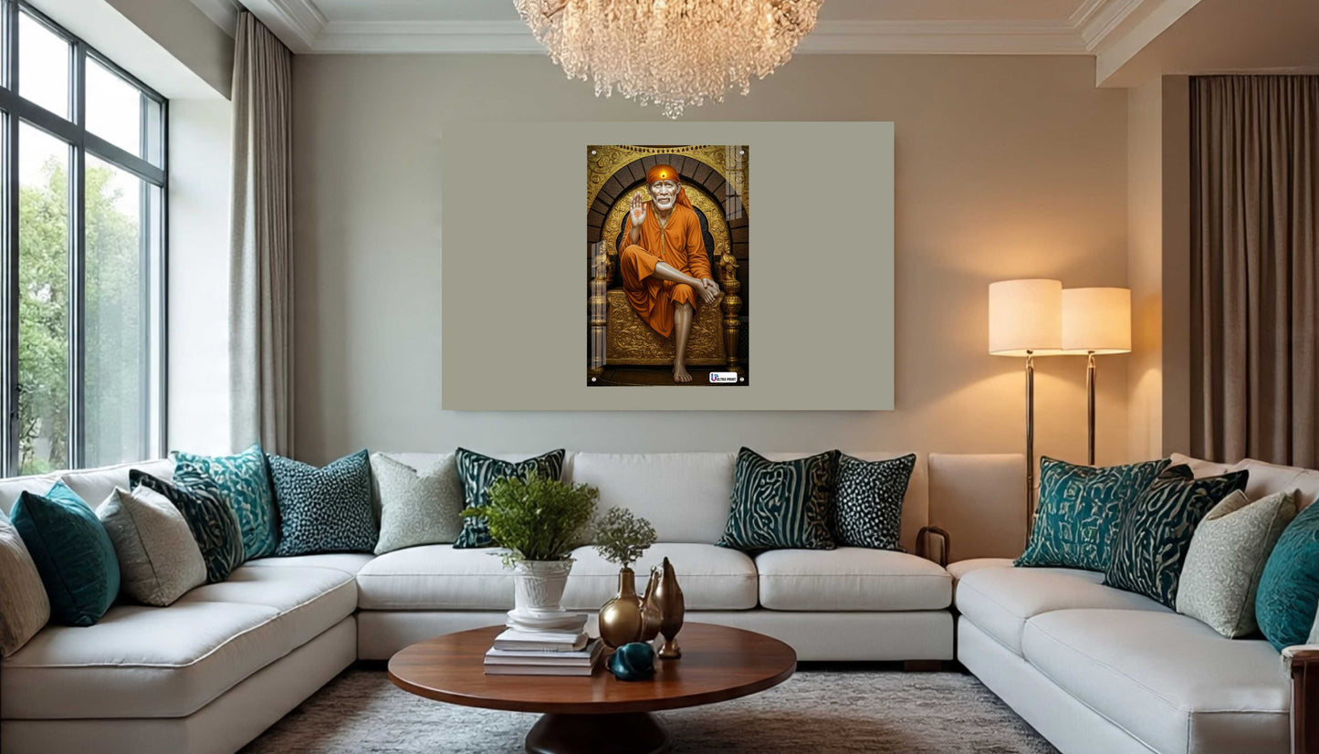 Shirdi Sai Baba Golden Aura Premium Acrylic Frame