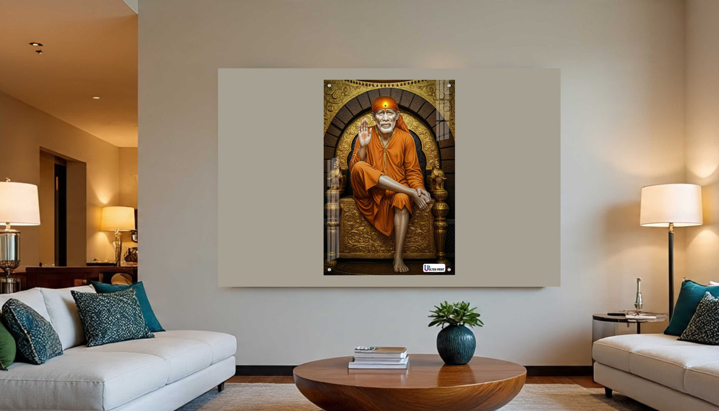 Shirdi Sai Baba Golden Aura Premium Acrylic Frame