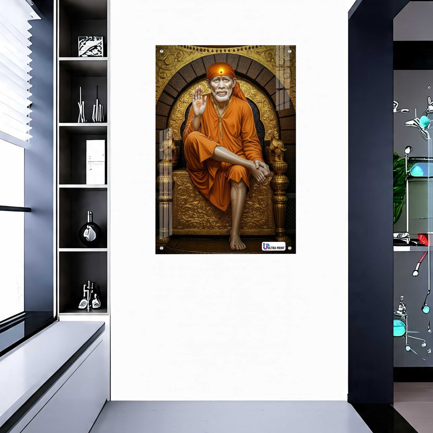 Shirdi Sai Baba Golden Aura Premium Acrylic Frame