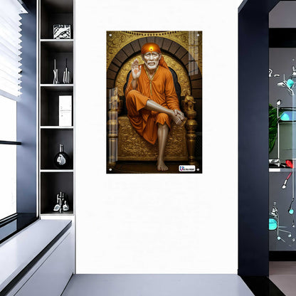 Shirdi Sai Baba Golden Aura Premium Acrylic Frame